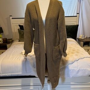Cozy Tan Open-Front Cardigan Sweater